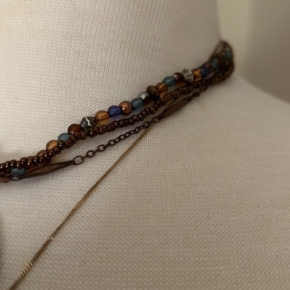 Avon Metal Enamel Bead 3 layer Necklace & SL Green Pendant Necklace - Picture 6 of 15